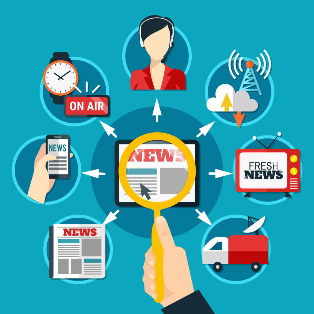 Media round icons set