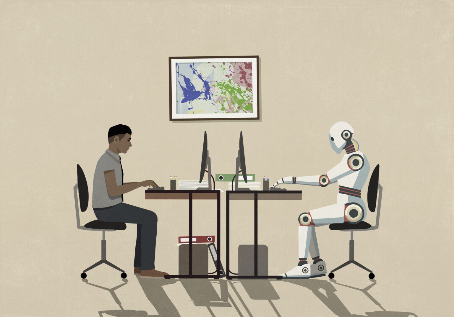 Ai robot and man working scaled.jpg