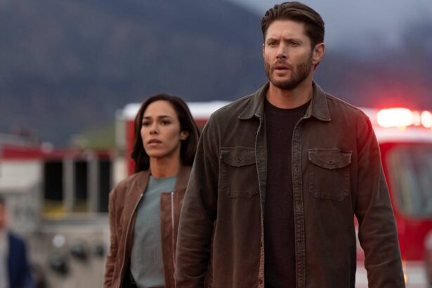 Jensen ackles meachum and jessica camacho s oliveras walking up to a crime scene looking intense in.jpeg