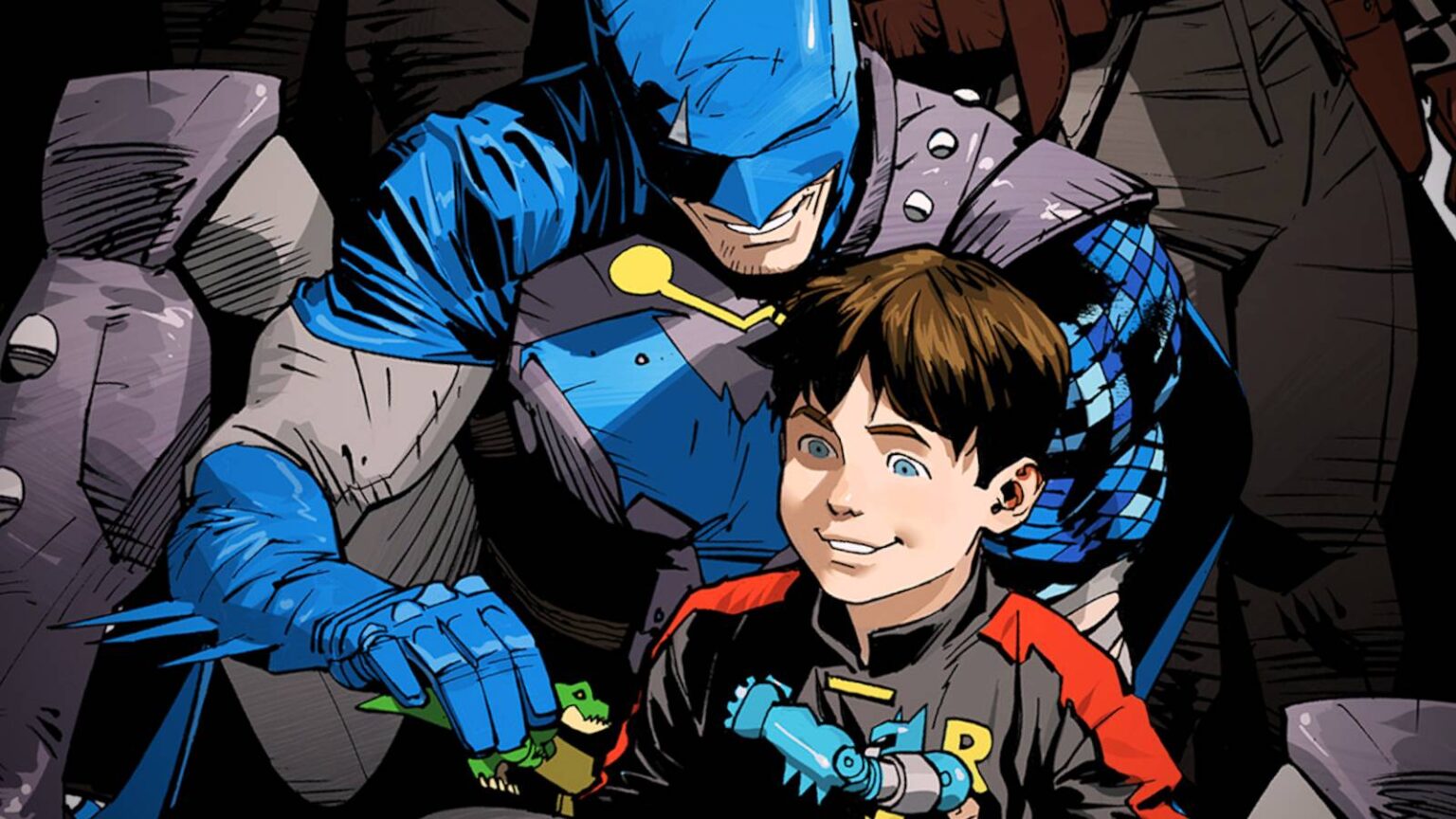Batman bruce wayne with damian son in comic art.jpg