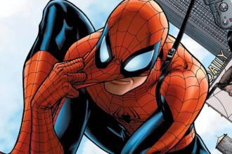 Peter parker puts on his mask while web swinging in the amazing spider man brand new day comic cover.jpeg