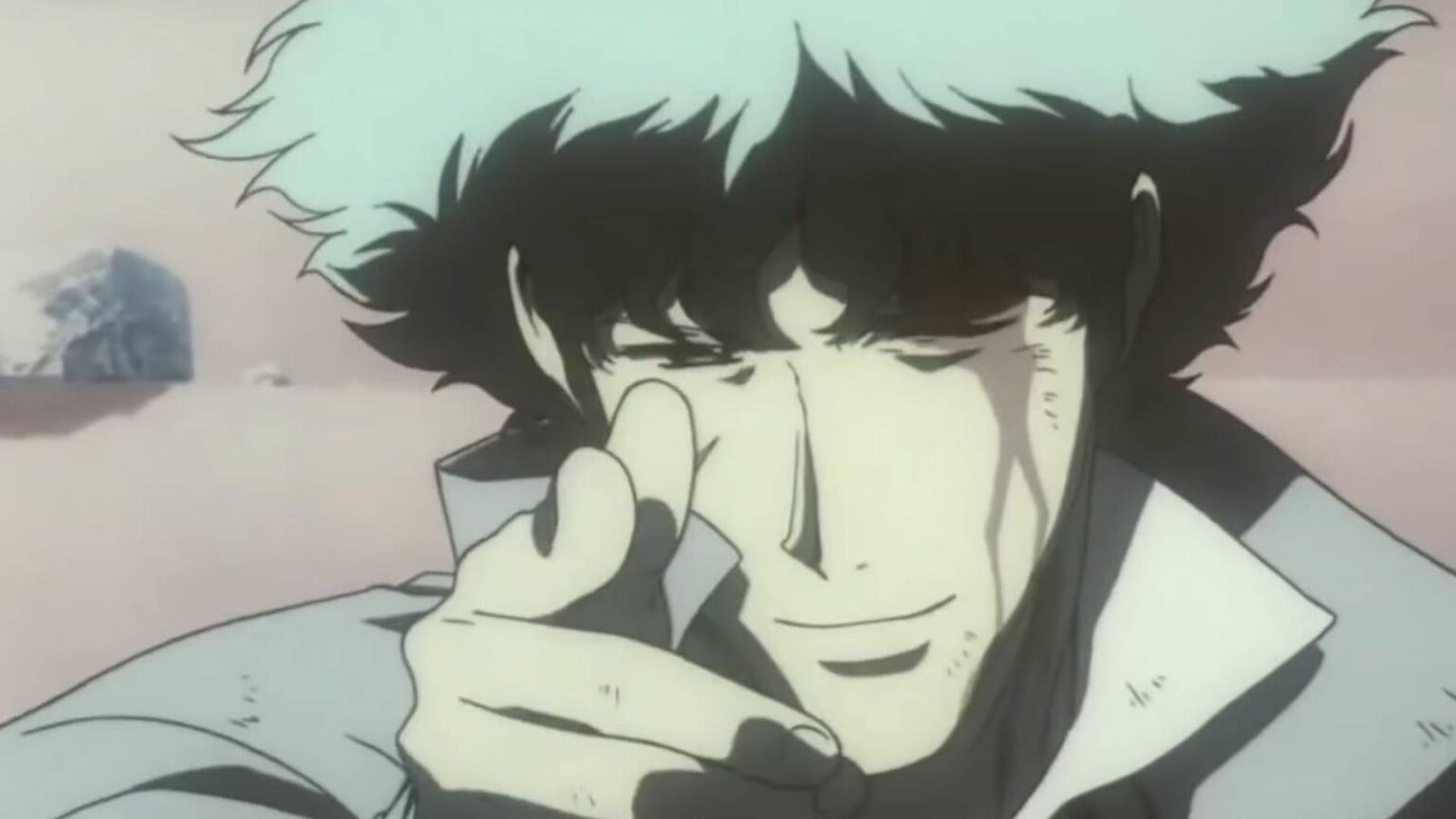 Spike spiegel pointing finger guns and saying bang in his final moments in cowboy bebop.jpg