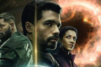 Wes chatham as amos steven strait as holden and dominique tripper as naomi in the expanse.jpg