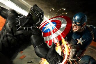 Black panther scratches captain america s vibranium shield with his claws in mcu civil war concept a.jpeg