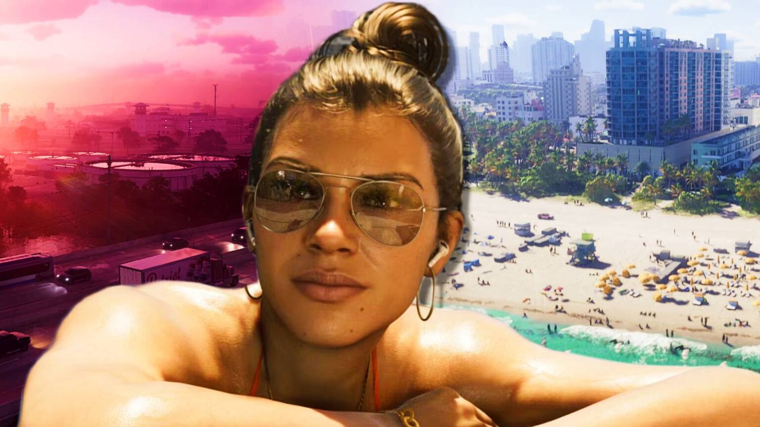 Lucia poolside in gta 6 with various vice city vistas behind her.jpg