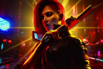 Cyberpunk 2077 protagonist with night city.jpg