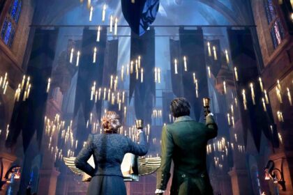 Hogwarts legacy main characters in candle hall.jpg