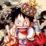 Luffy from one piece with panels from chainsaw man and my hero academia in the background.jpg