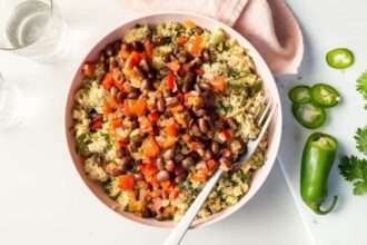 Quick black bean chili over lime couscous.jpg