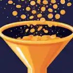 Nuneybits vector art of golden tokens flooding funnel d3ce7ef3 0d50 4835 b3dd de3ccfa6900e.webp.webp