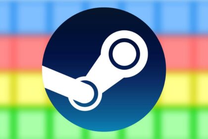 Steam logo against a backdrop of colorful blurred blocks from pico park.jpg